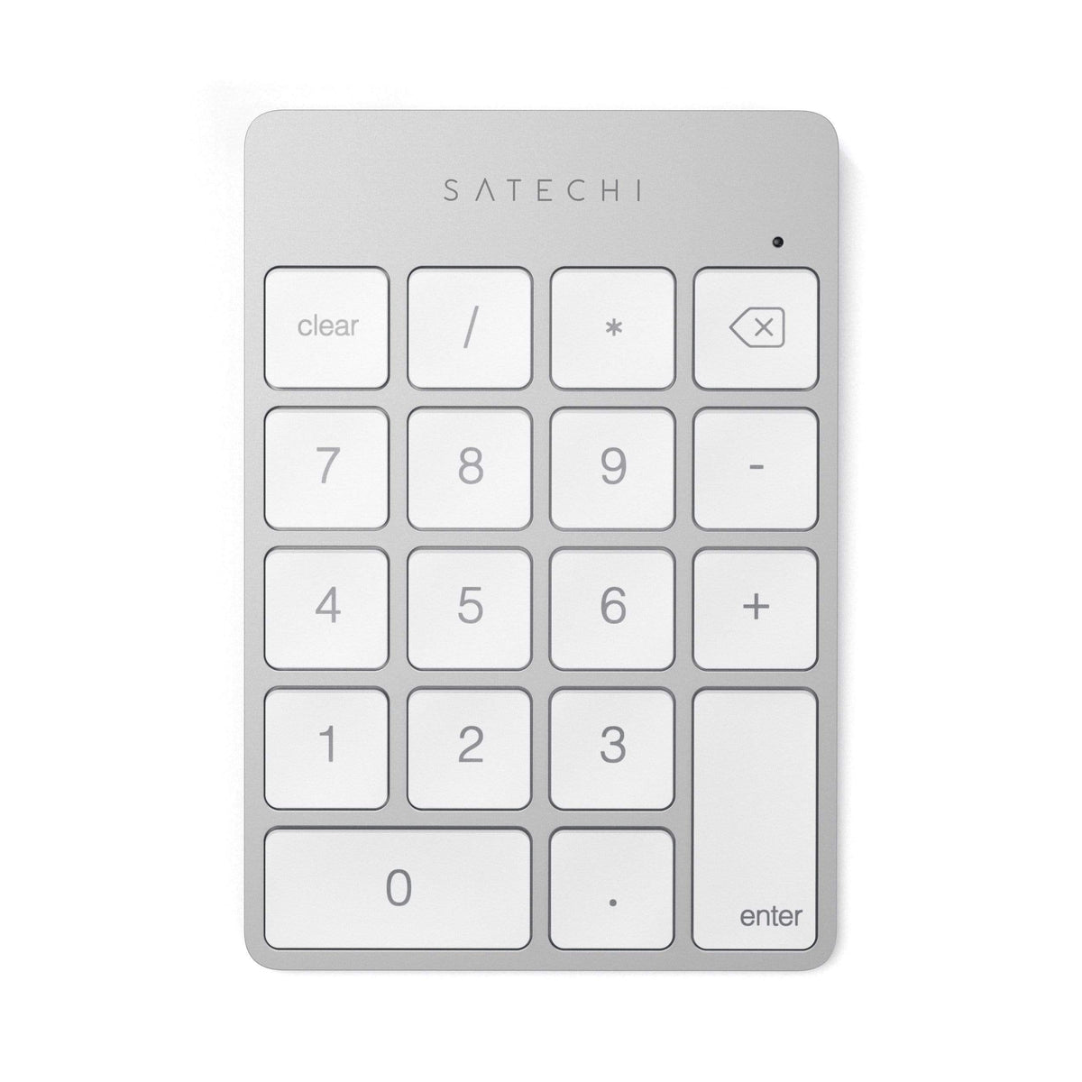 Satechi Aluminum Slim Rechargeable Bluetooth Keypad in Silver, top view