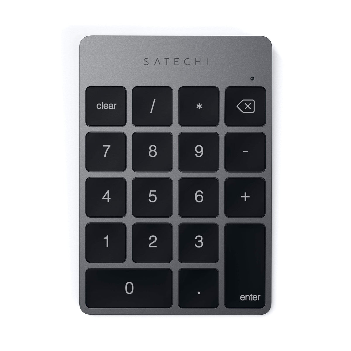 Satechi Aluminum Slim Rechargeable Bluetooth Keypad in Space Gray, top view