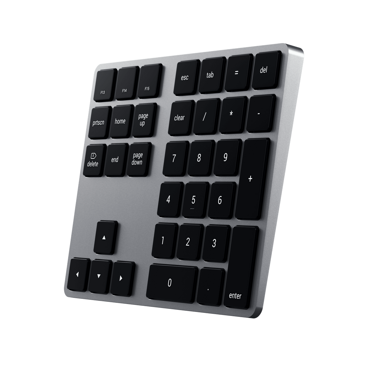 Bluetooth Extended Keypad in Space Gray, angled view from the right