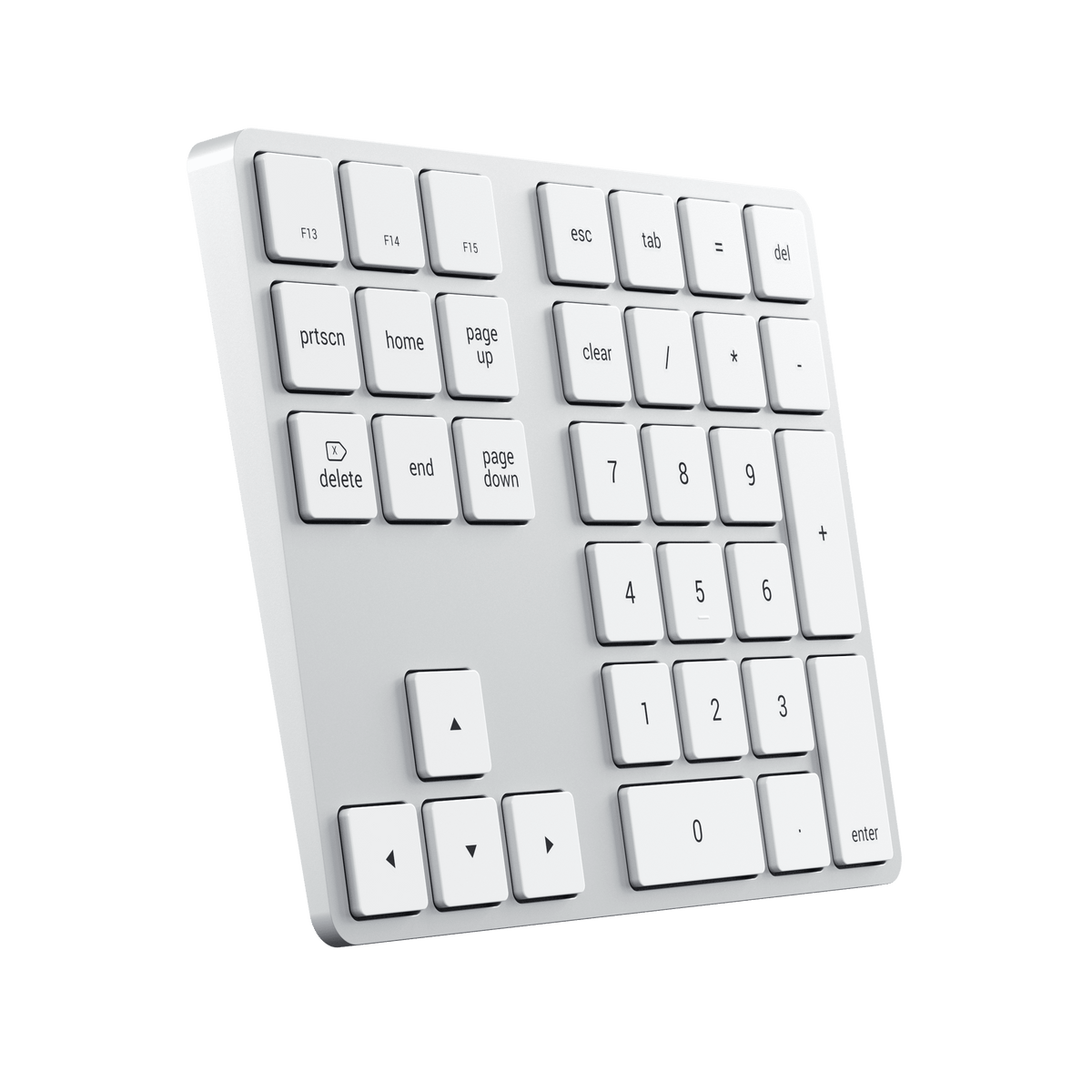 Bluetooth Extended Keypad in Silver, angled view from the right