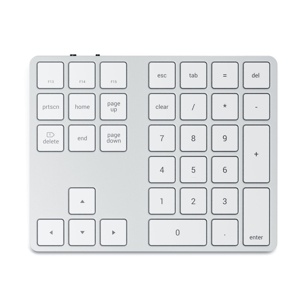 Satechi Bluetooth Extended Keypad in Silver, top view