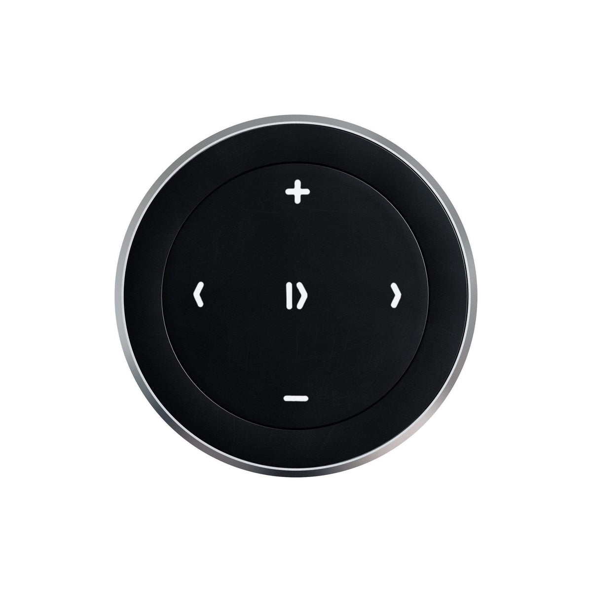 Satechi Bluetooth Media Button, front view of play, volume and track buttons