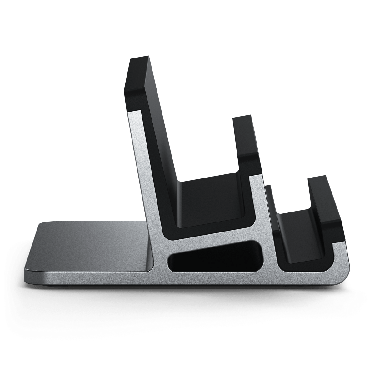Dual Vertical Laptop Stand empty, side profile