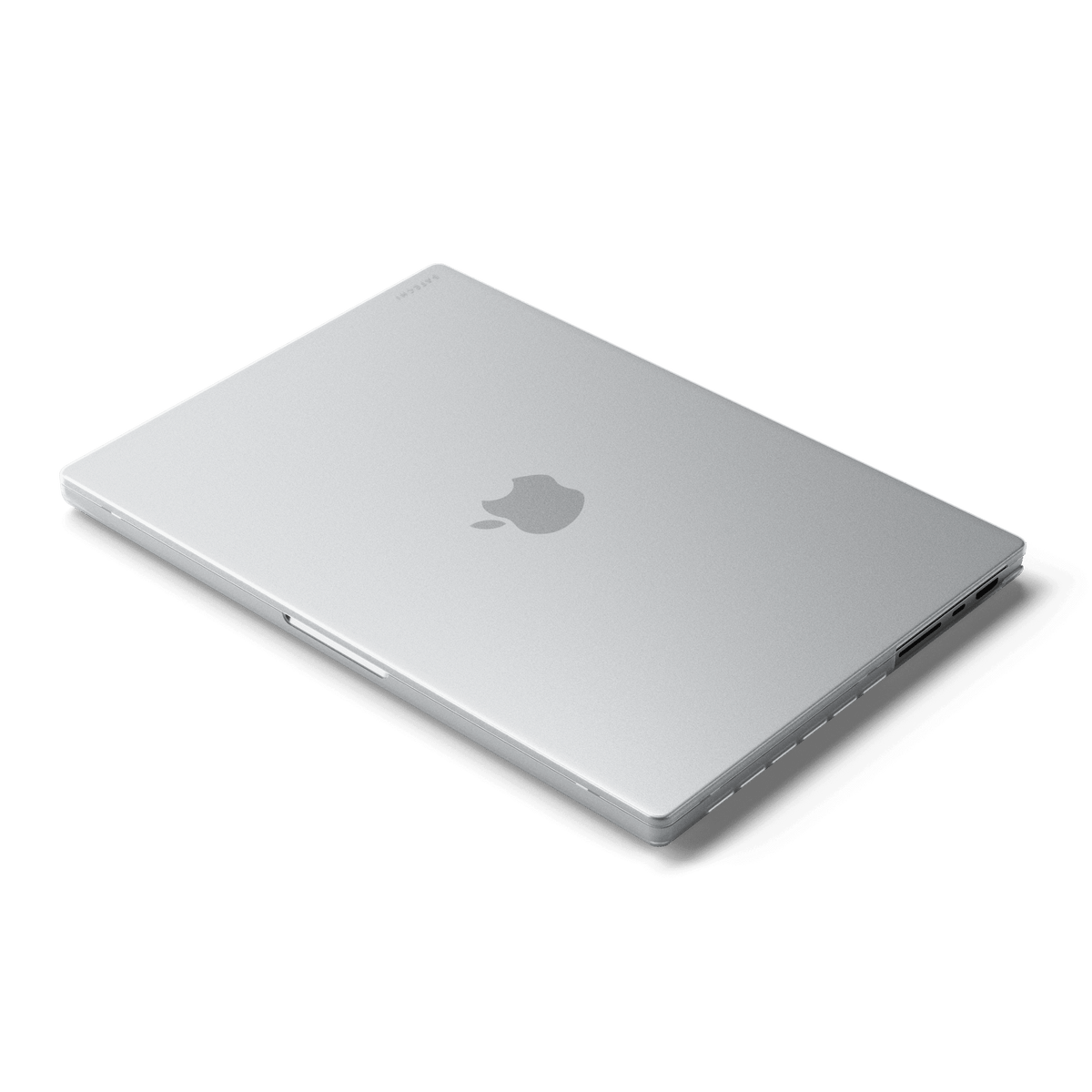 Eco-Hardshell Case for MacBook Pro 16-inch in Clear, on a closed MacBook Pro, top view