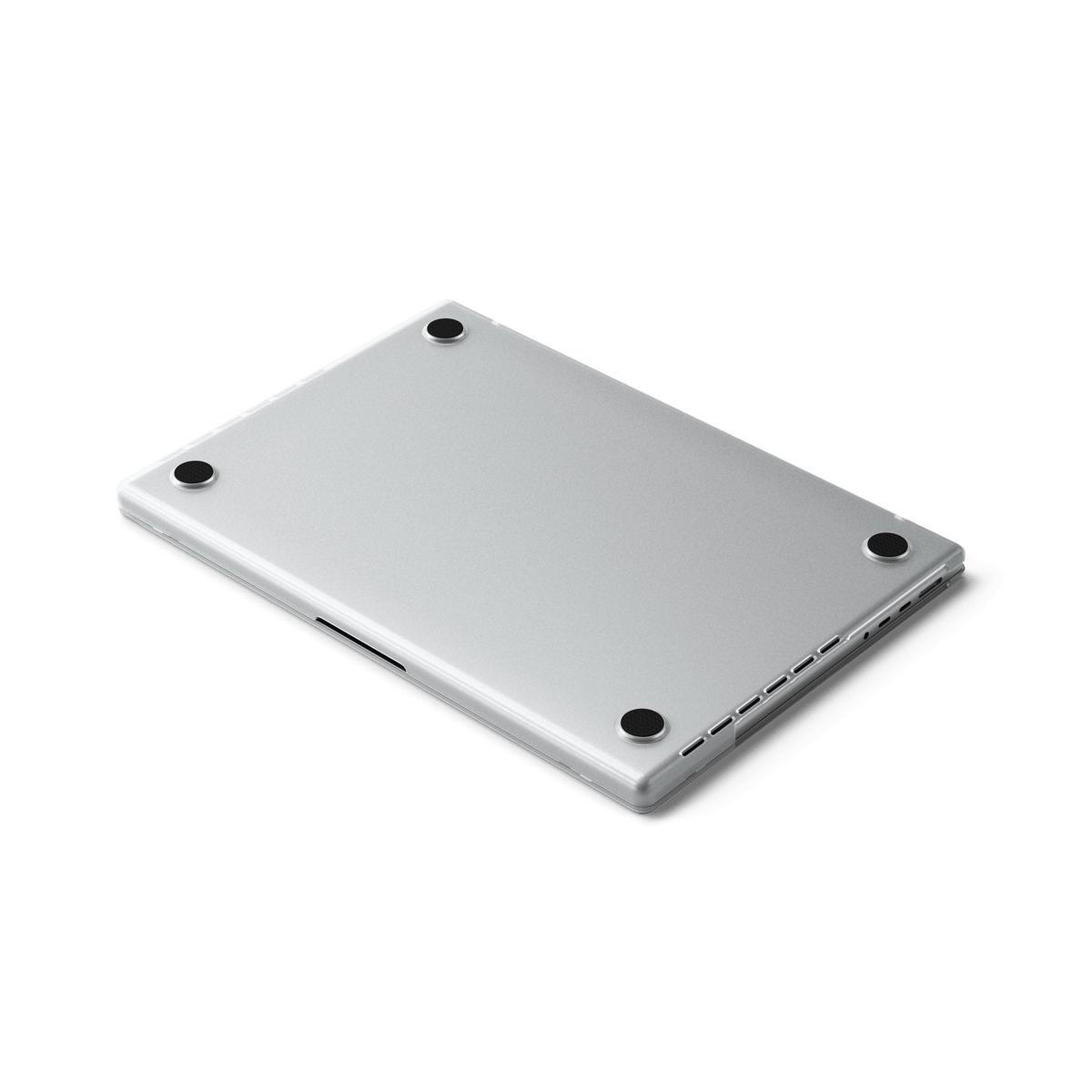 Eco-Hardshell Case for MacBook Pro 14-inch in Clear, underside view with four rubber feet