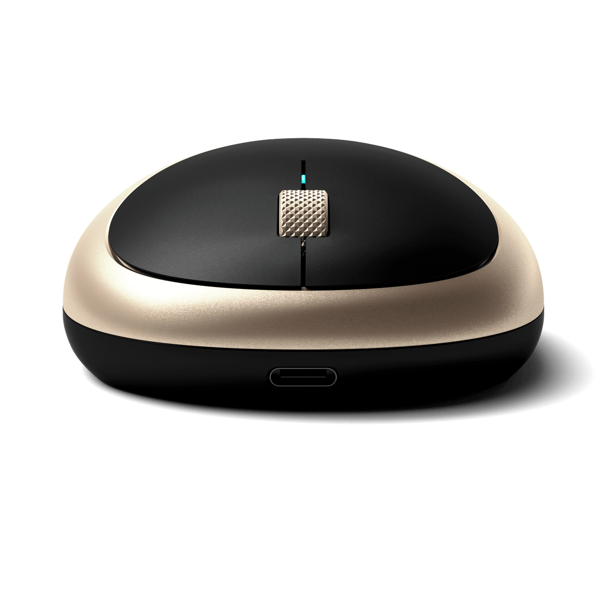 M1 Bluetooth Mouse in Gold, front view of USB-C port