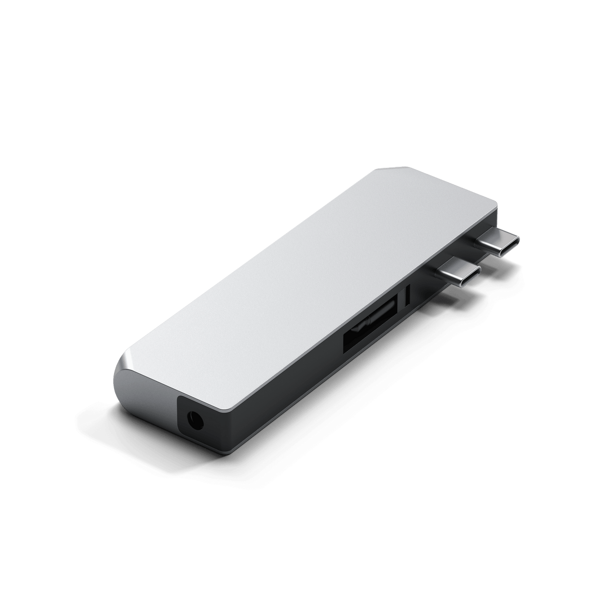 Pro Hub Mini in Silver, angled top view