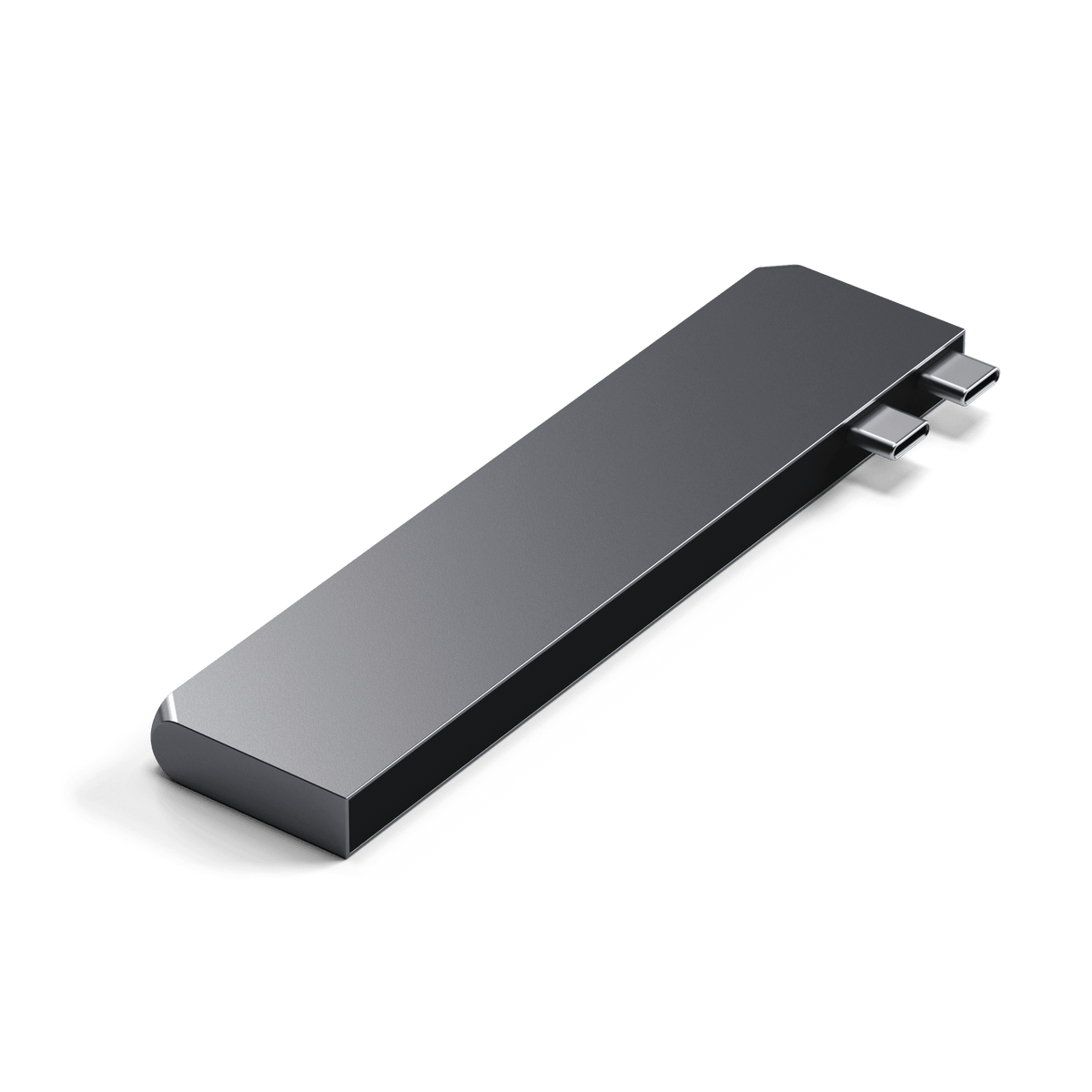 Pro Hub Slim in Space Gray, top view showing dual USB-C connectors