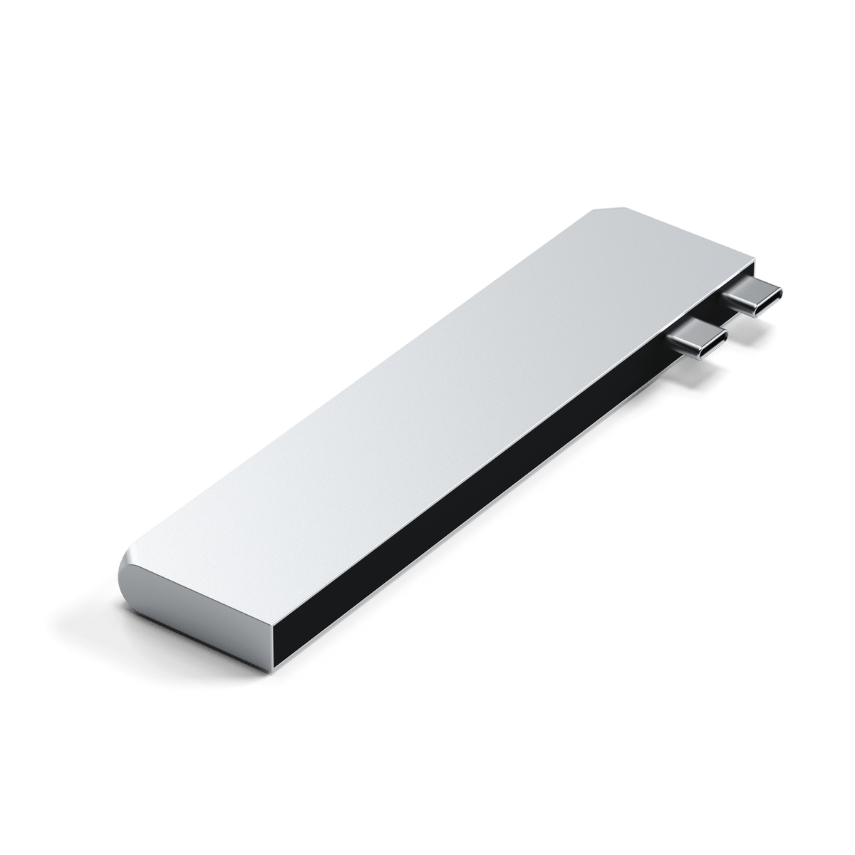 Pro Hub Slim in Silver, top view showing dual USB-C connectors