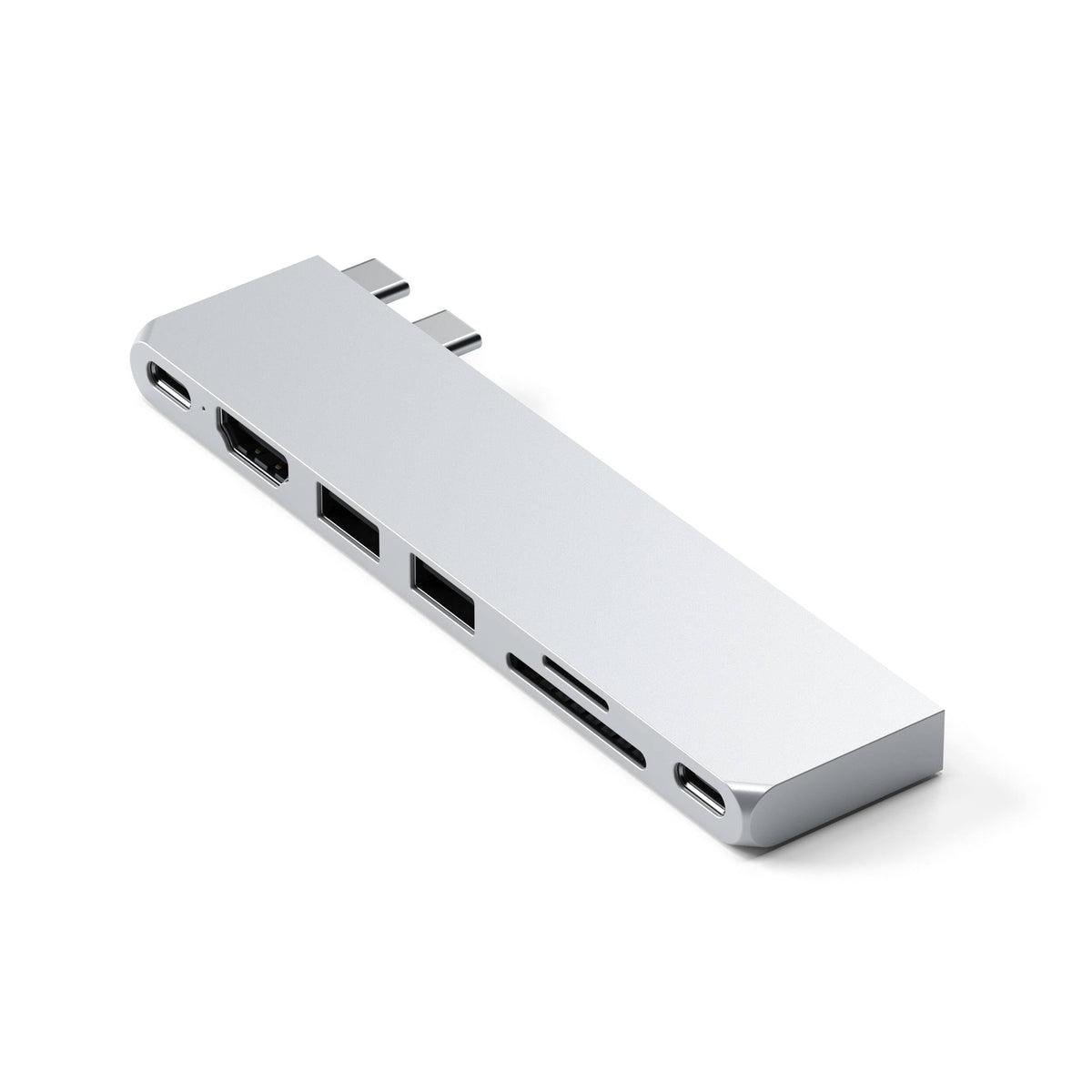 Satechi Pro Hub Slim in Silver, front view of ports
