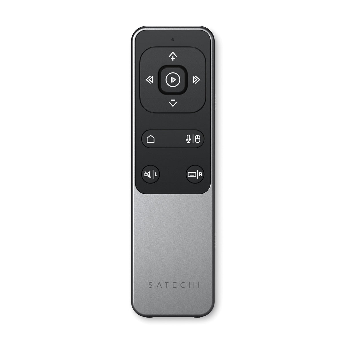Satechi R2 Bluetooth Multimedia Remote Control in Space Gray, front view of buttons