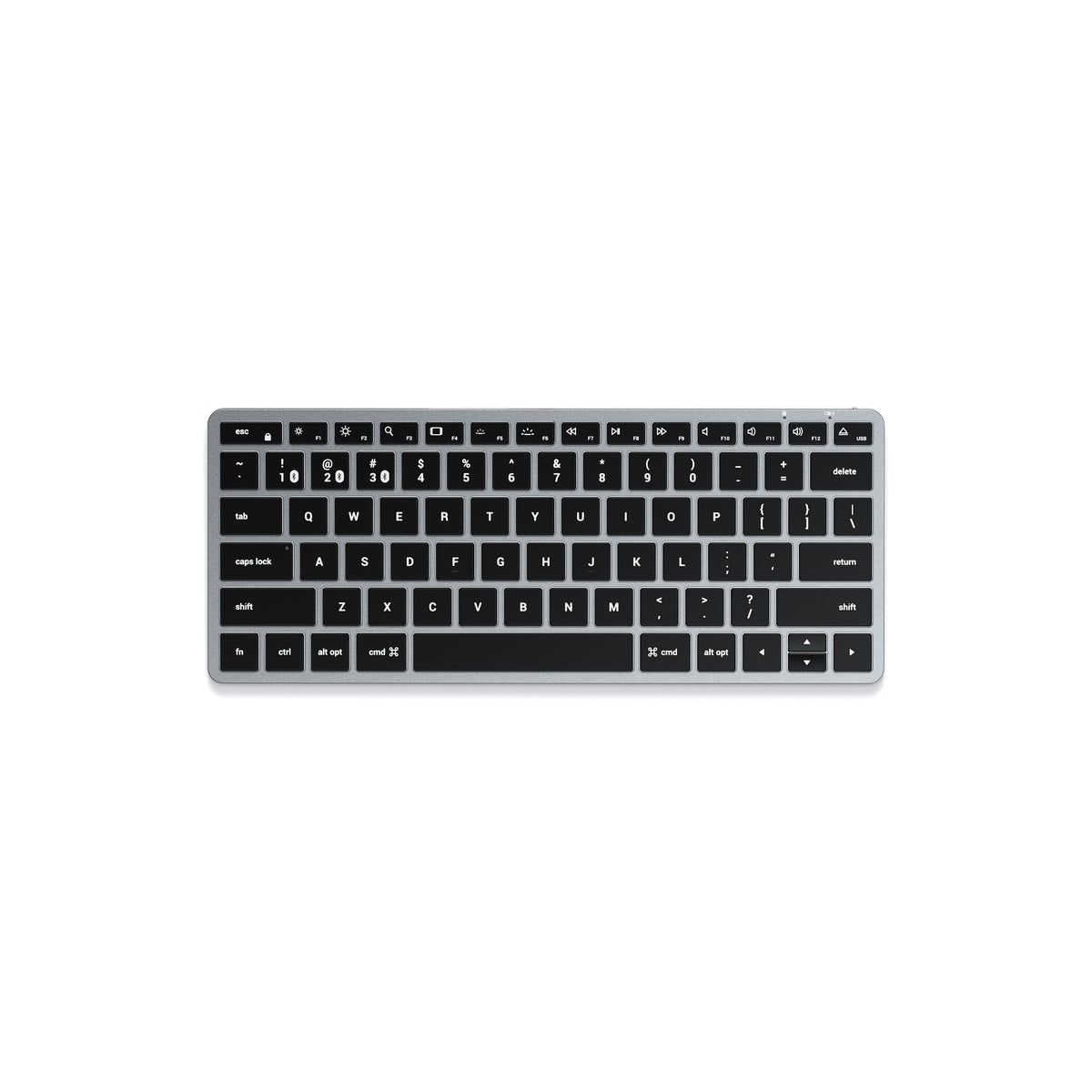 Satechi Slim X1 Bluetooth Backlit Keyboard in Space Gray, top view
