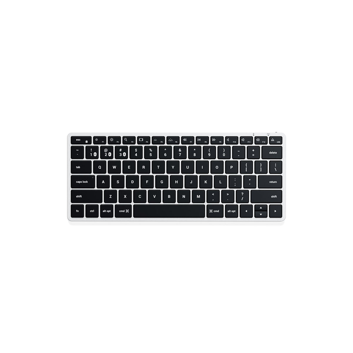 Satechi Slim X1 Bluetooth Backlit Keyboard in Silver, top view