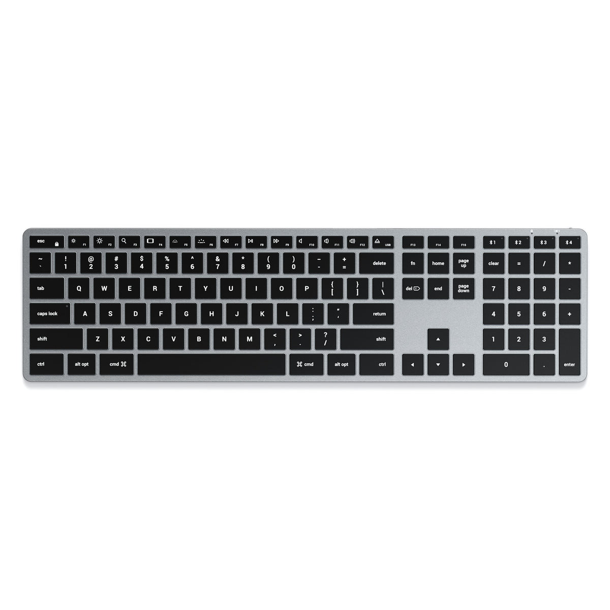 Satechi Slim X3 Bluetooth Backlit Keyboard in Space Gray, top view