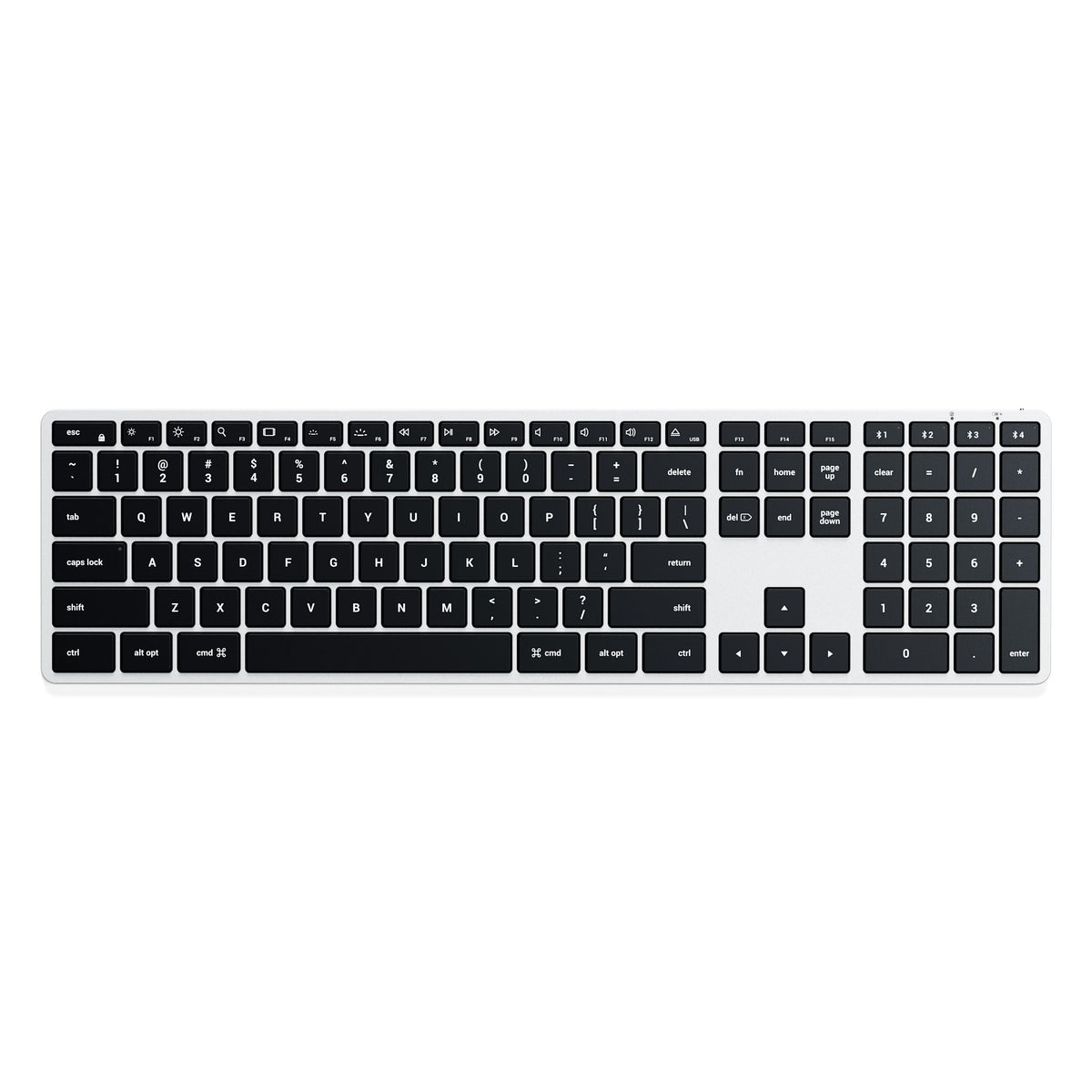 Satechi Slim X3 Bluetooth Backlit Keyboard in Silver, top view