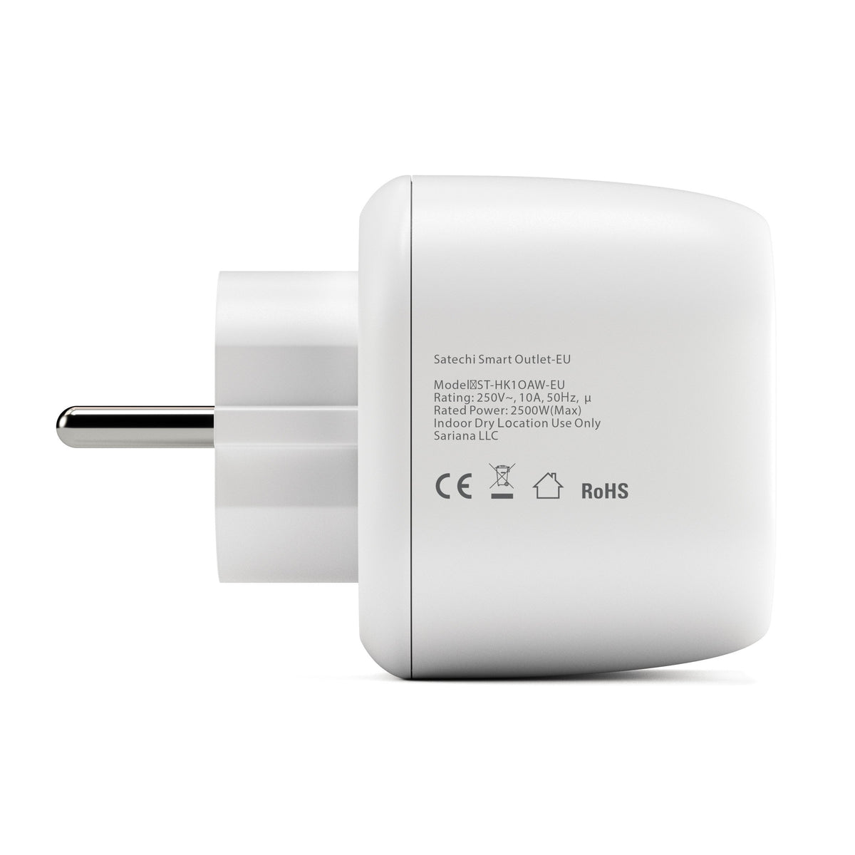 Smart Outlet (EU), side view with product label