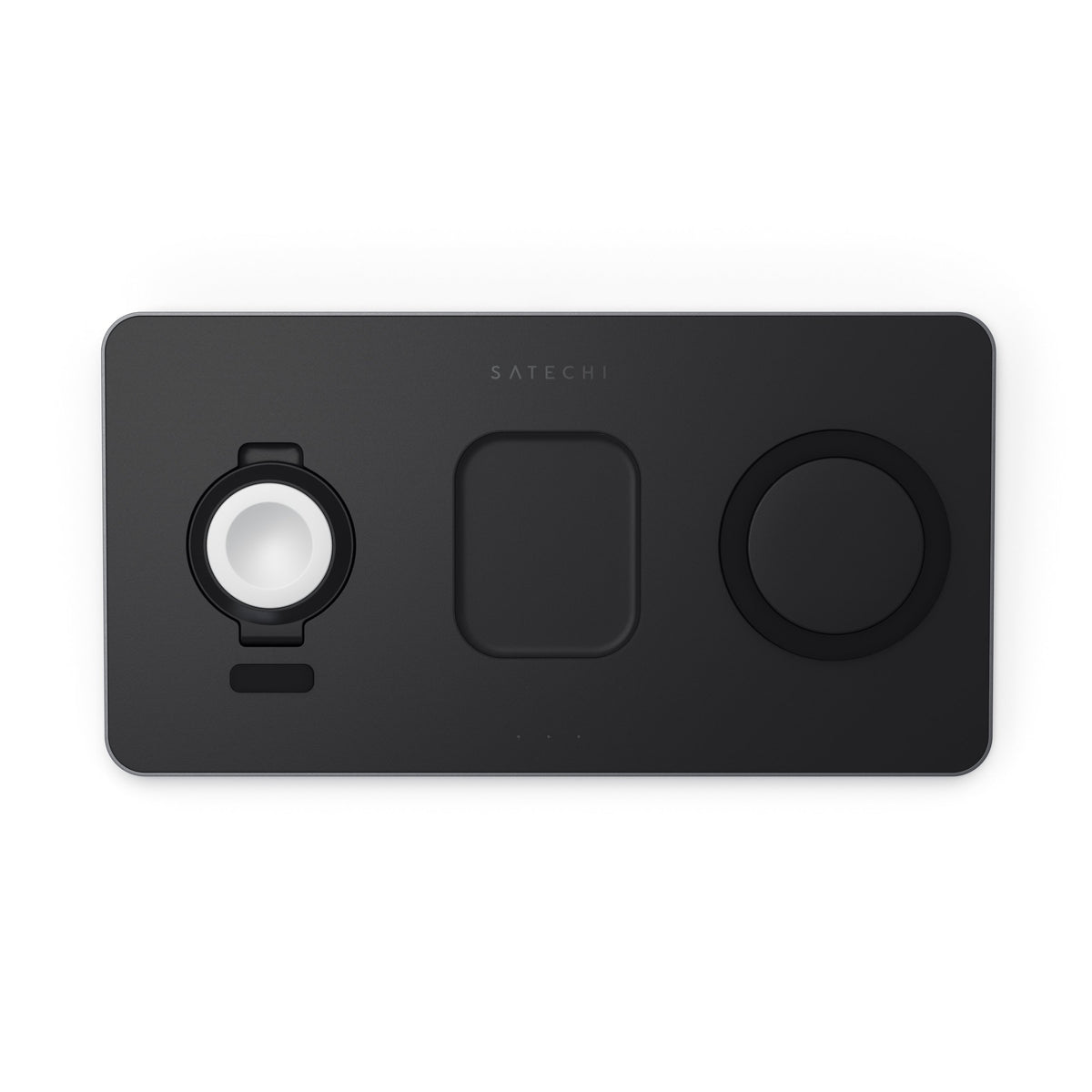 Trio Wireless Charger with Magnetic Pad empty, top view of the three charging spots