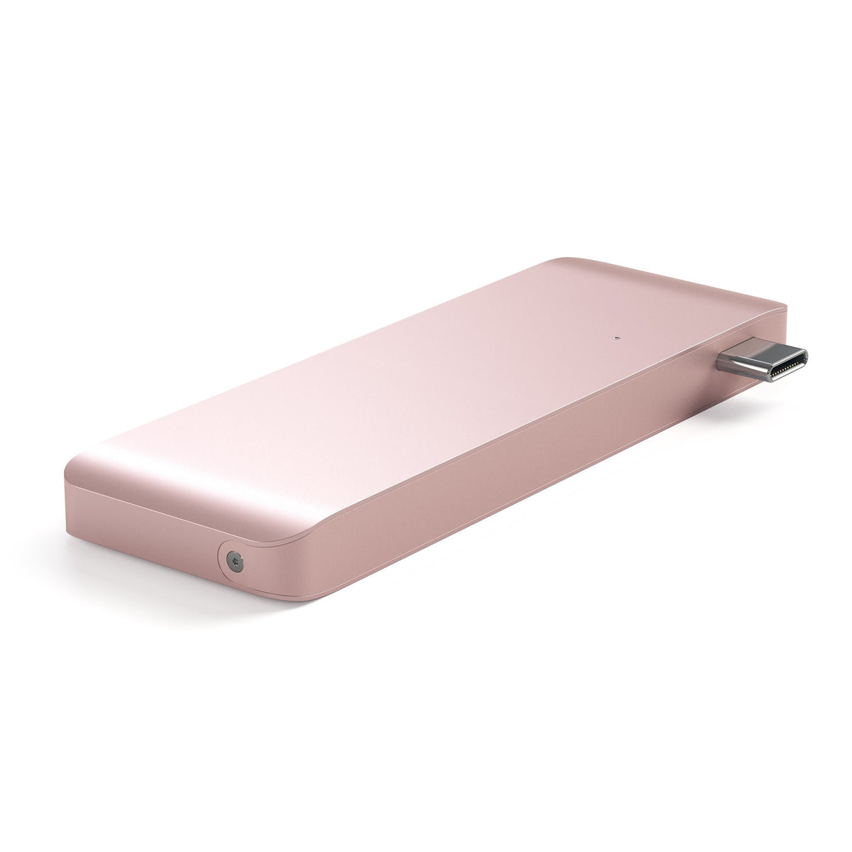 Type-C Pass-Through USB Hub in Rose Gold, top angled view