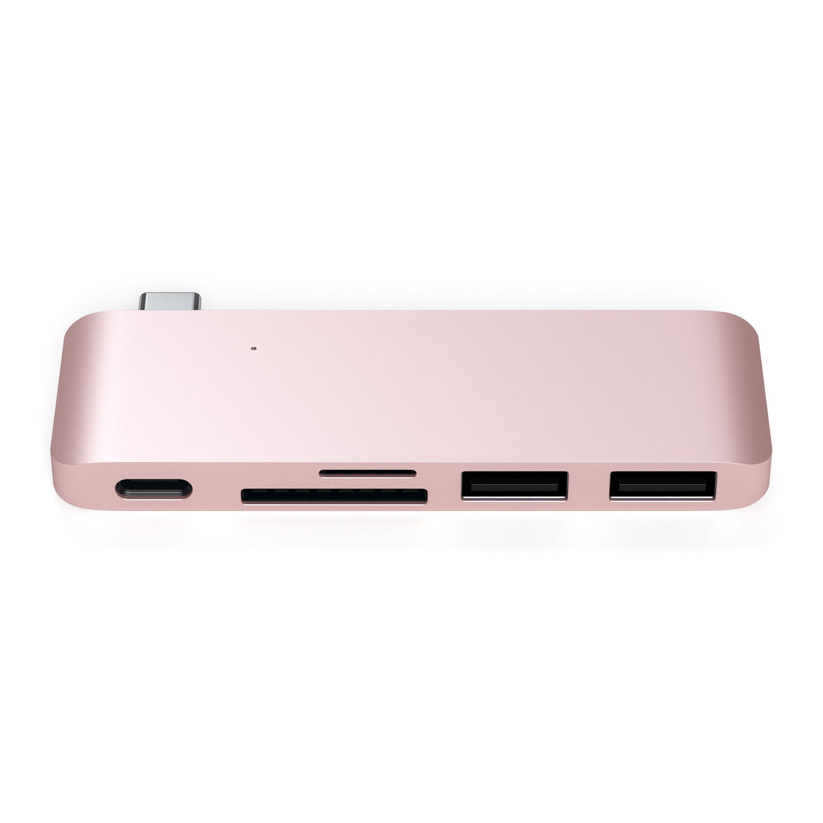 Type-C Pass-Through USB Hub in Rose Gold, front view of ports
