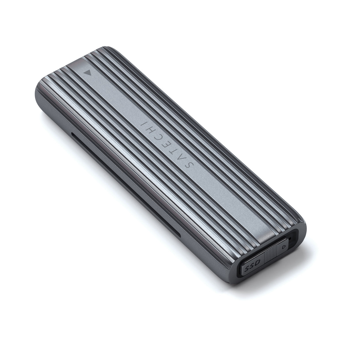 USB-C NVMe and SATA SSD Enclosure, back end view