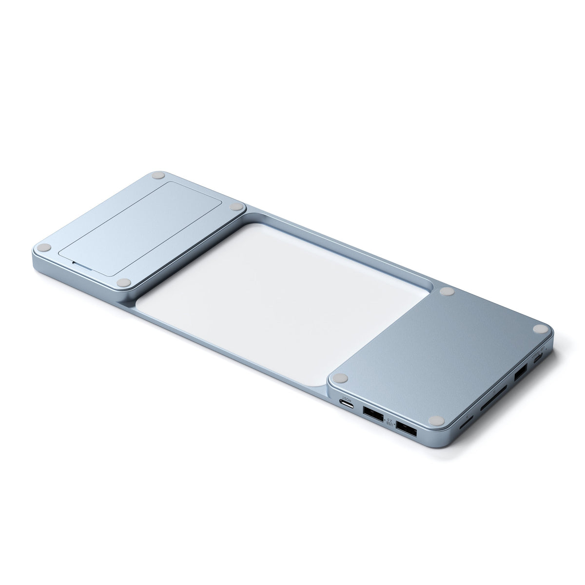 USB-C Slim Dock for 24" iMac in Blue, top view with the SSD compartment cover in place