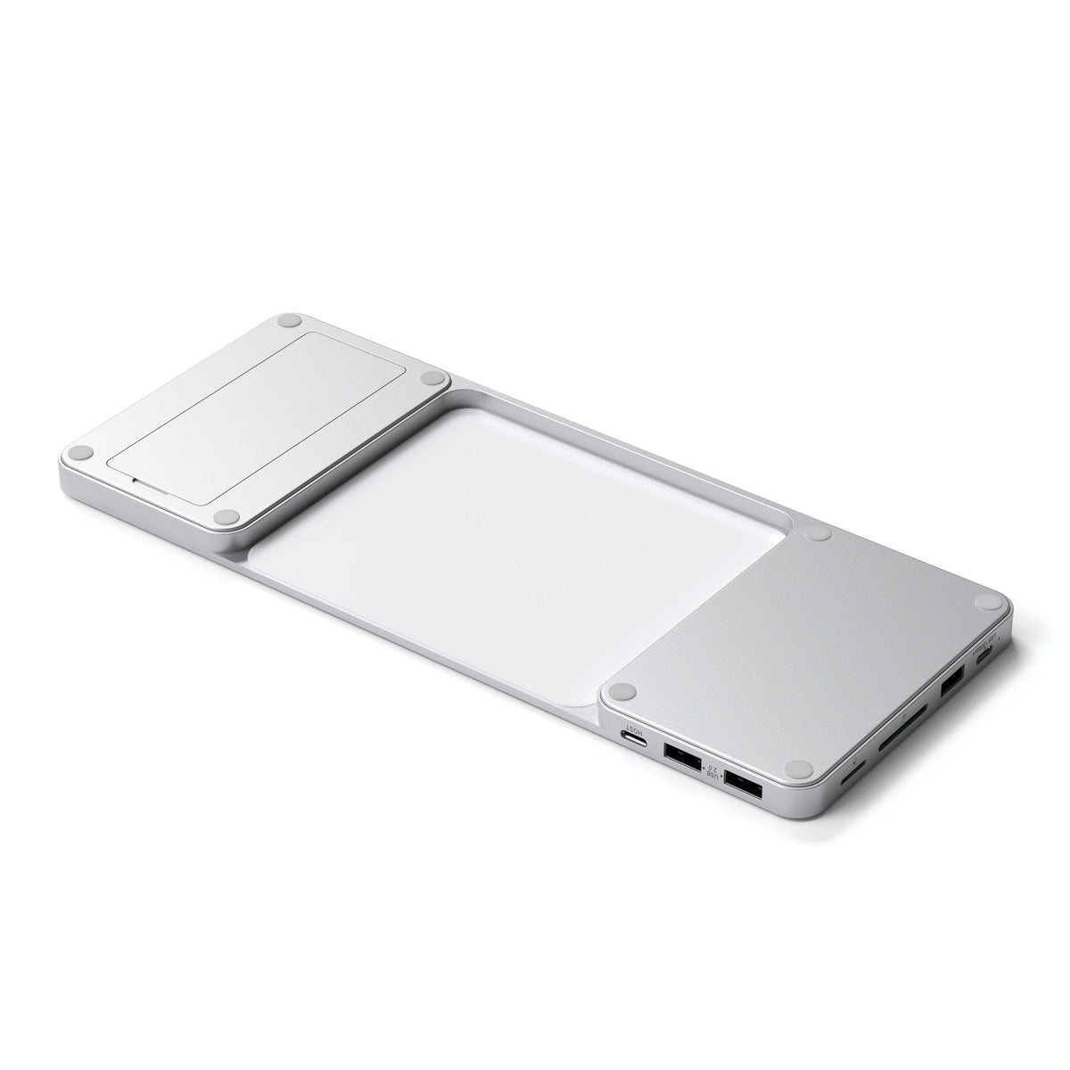 USB-C Slim Dock for 24" iMac in Silver, top view with the SSD compartment cover in place