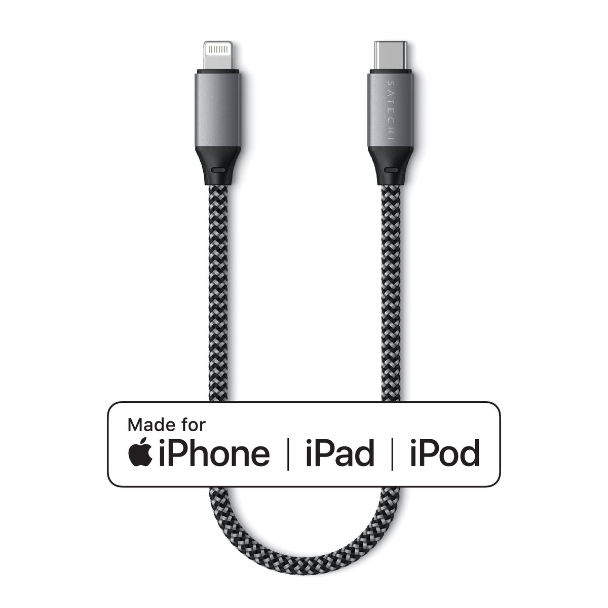 Satechi USB-C to Lightning Cable - 10 Inches, both connectors with Made for iPhone, iPad, iPod badge