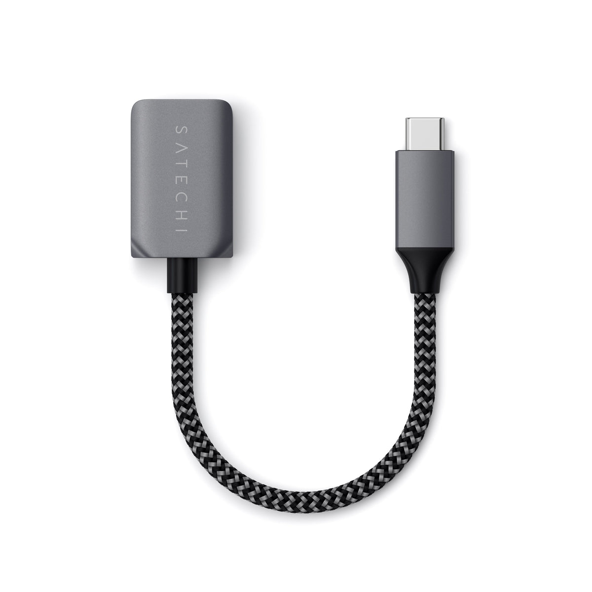 Satechi USB-C to USB 3.0 Adapter Cable in Space Gray, top view