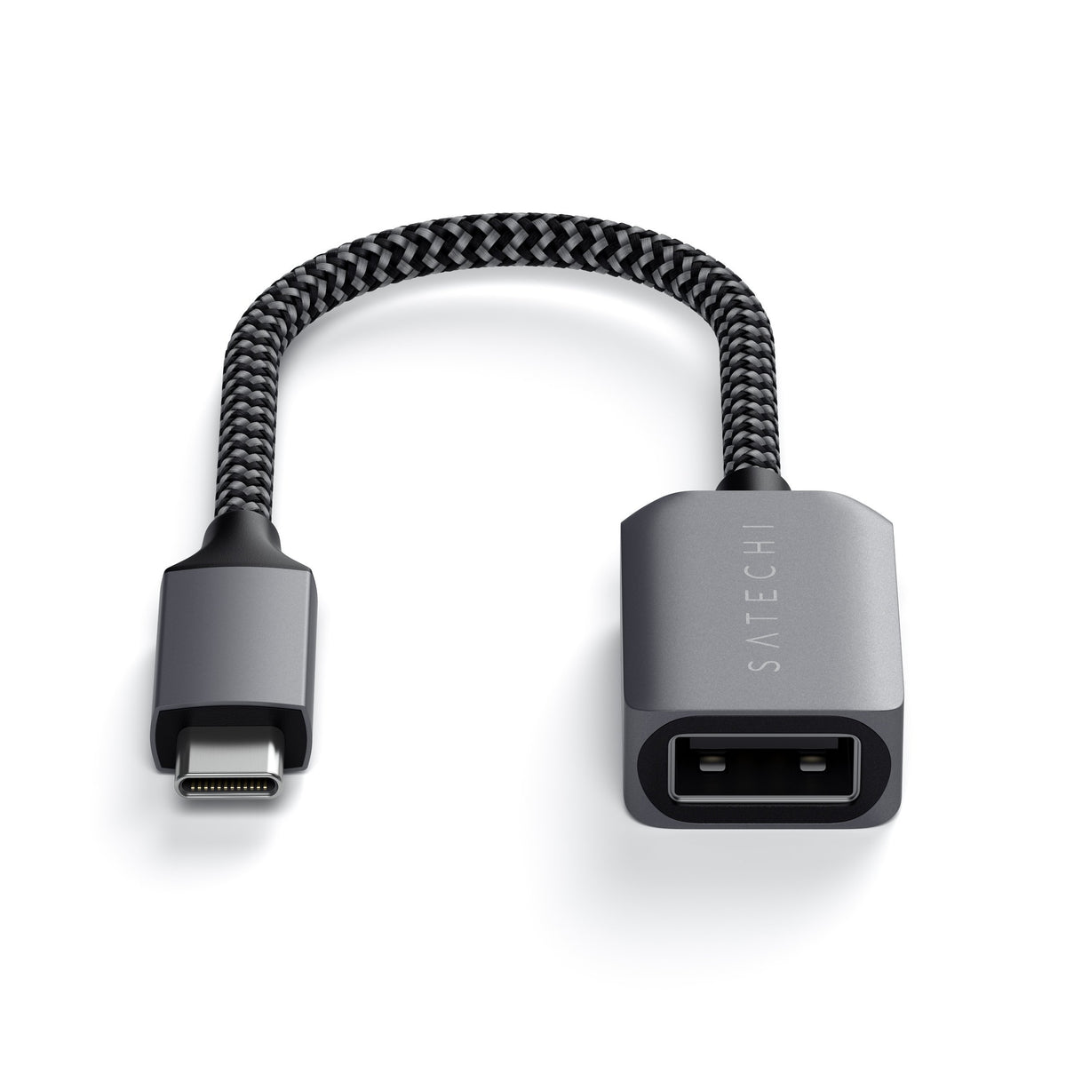 USB-C to USB 3.0 Adapter Cable, close up of USB-C and USB-A ends