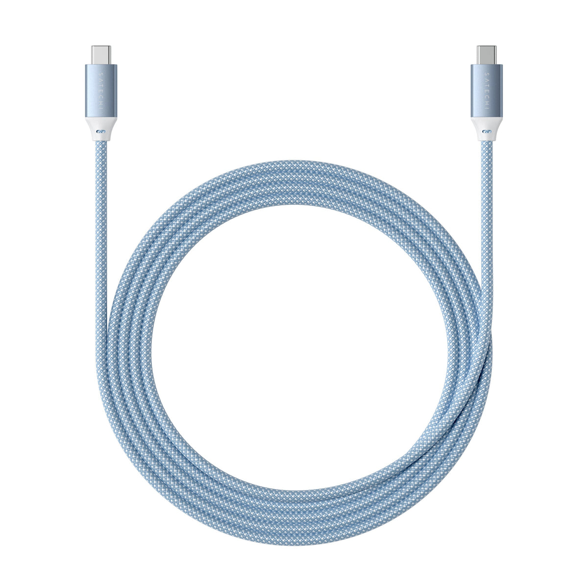 USB-C to USB-C 100W Charging Cable in Blue, full length view