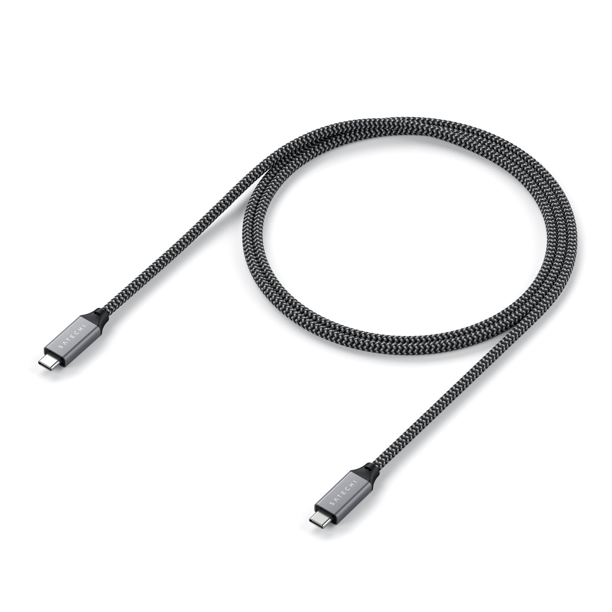 USB4 C-to-C Cable 2.6ft, coiled, angled view