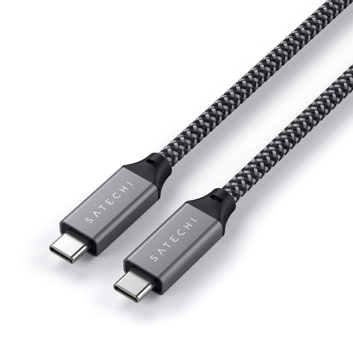 USB4 C-to-C Cable 10in, angled close up of USB-C connectors