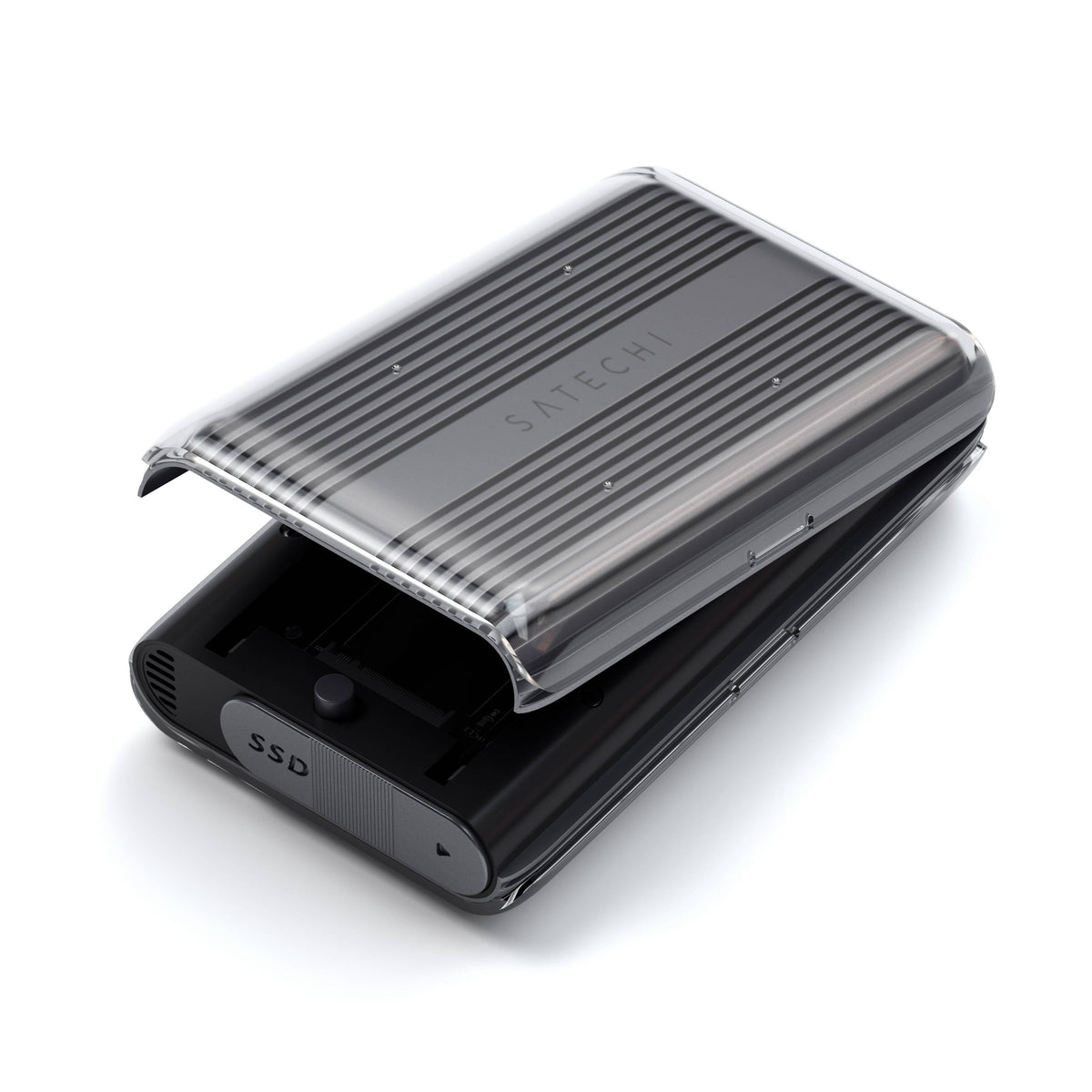 USB4 NVMe SSD Pro Enclosure with its cover sliding open