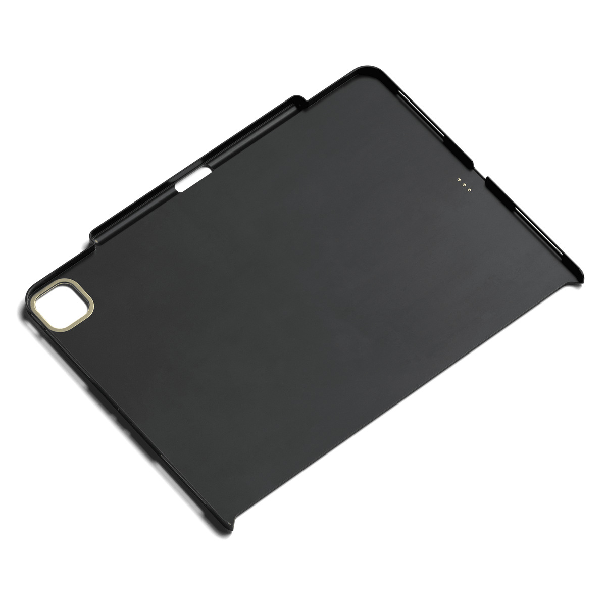 Vegan-Leather Magnetic Case for iPad Pro 12.9-inch in Black, angled view showing Apple Pencil slot