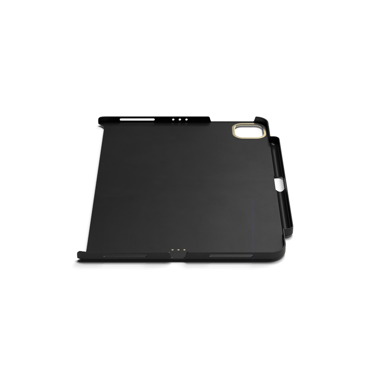 Vegan-Leather Magnetic Case for iPad Pro 11-inch in Black, angled view showing Apple Pencil slot