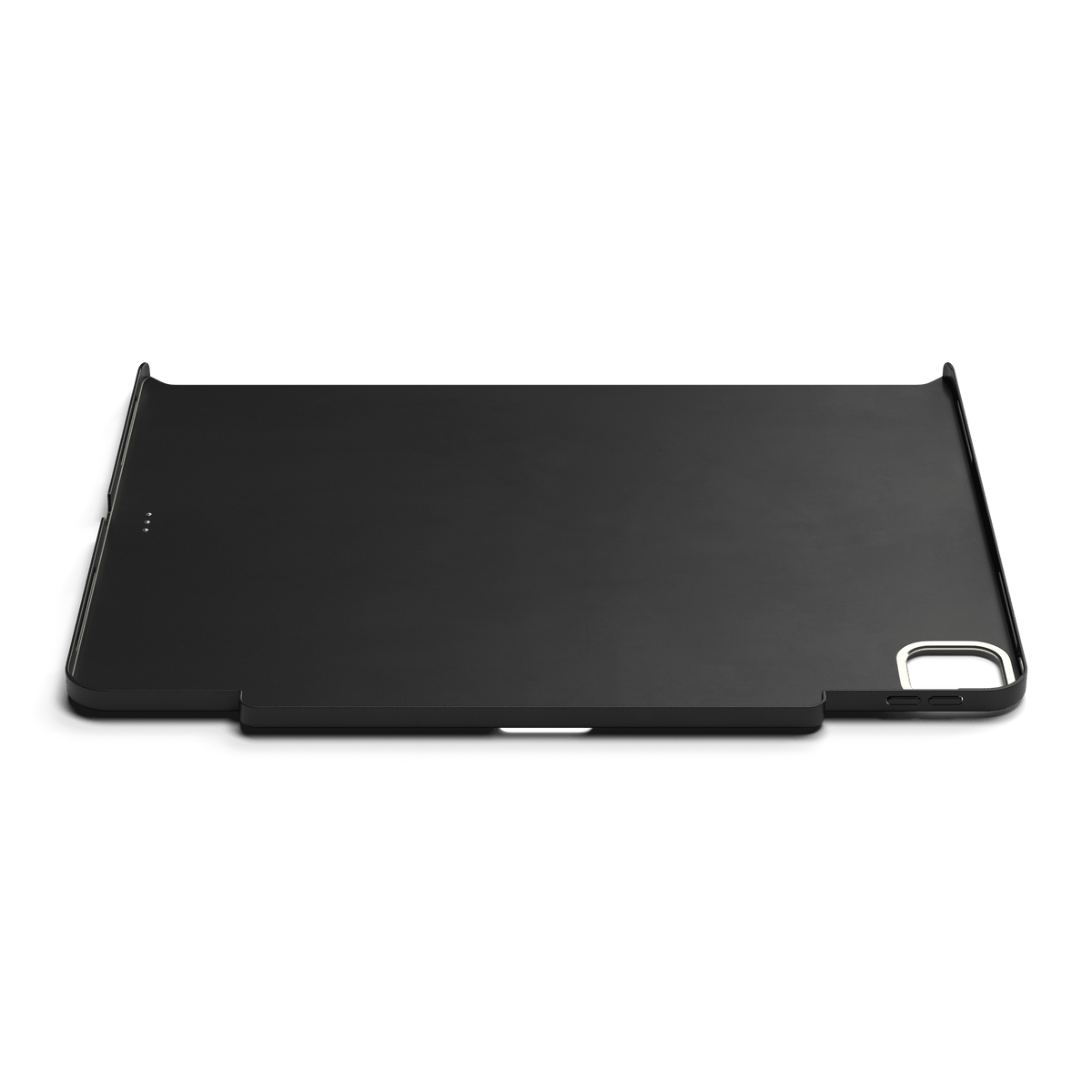 Vegan-Leather Magnetic Case for iPad Pro 12.9-inch in Black, back view showing camera cutout