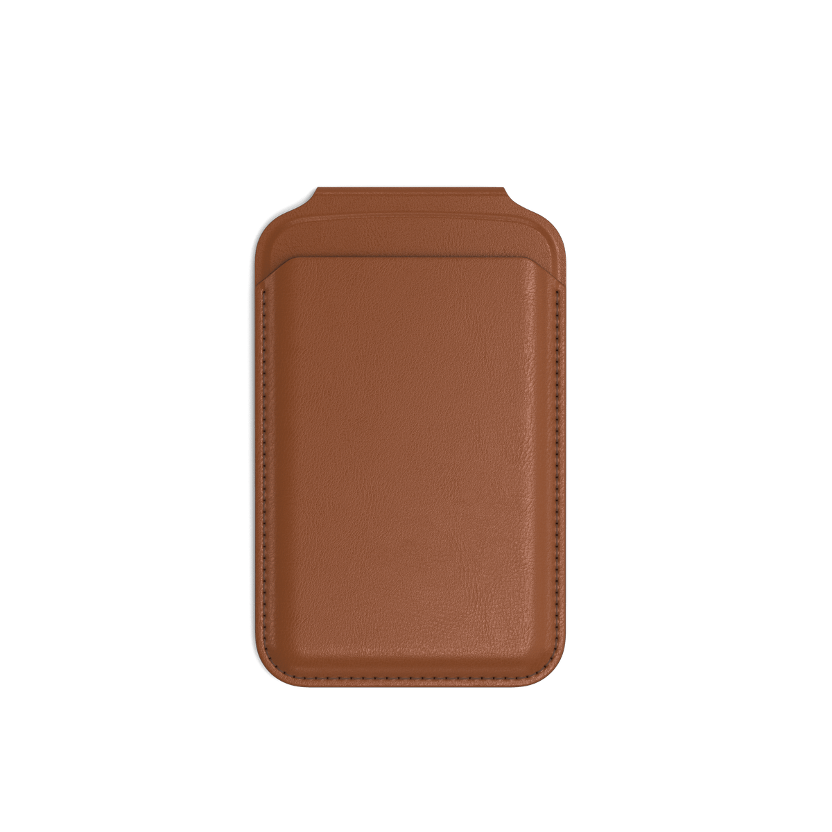Vegan-Leather Magnetic Wallet Stand in Brown, front view
