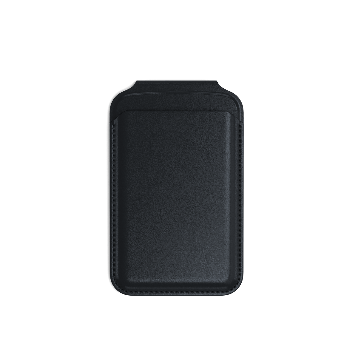 Vegan-Leather Magnetic Wallet Stand in Black, front view