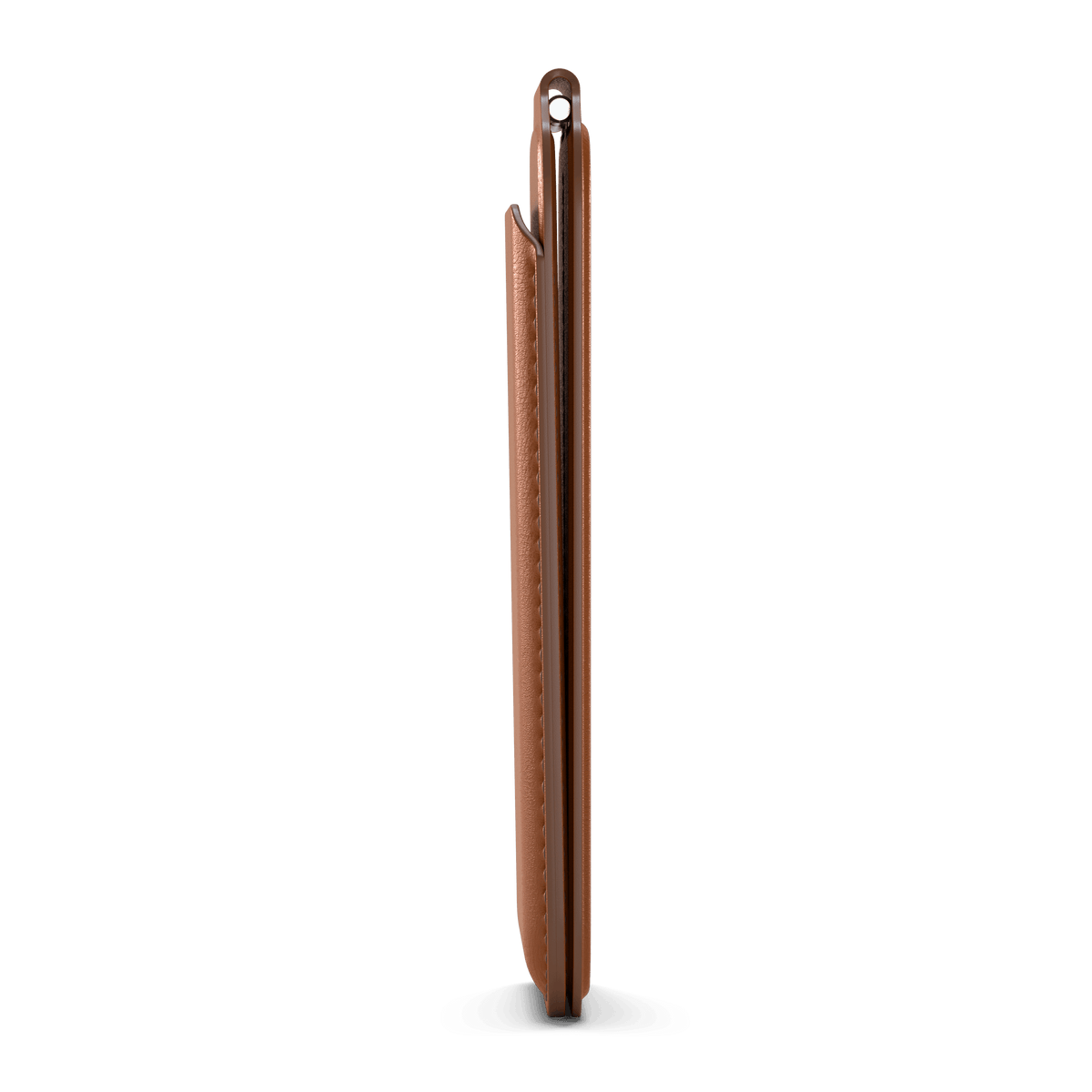 Vegan-Leather Magnetic Wallet Stand in Brown, side profile